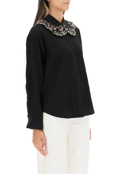 Shop See By Chloé Shirt With Embroidered Collar In Black
