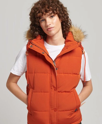 Superdry Women's Everest Faux Fur Gilet Orange / Pureed Pumpkin | ModeSens