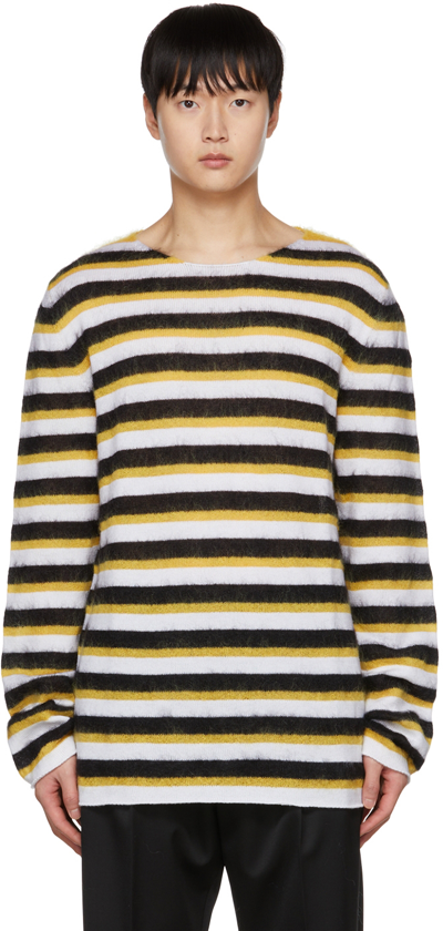 Shop Marni Black & Yellow Striped Sweater In Rgw04 Limestone