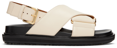 Shop Marni Off-white Fussbet Sandals In 00w11 Silk White