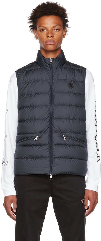 Shop Moncler Navy Quilted Down Vest In 779 Navy