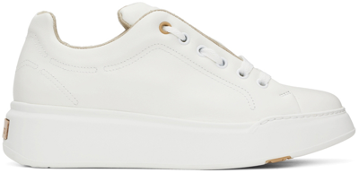 Shop Max Mara White Leather Maxiv Sneakers In 006 White