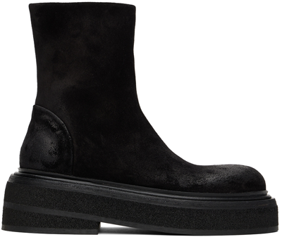 Shop Marsèll Black Suede Zuccone Boots In 666 Black