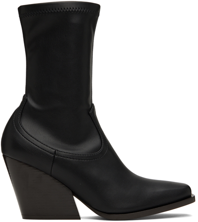 Shop Stella Mccartney Black Faux-leather Cowboy Boots In 1000 Black