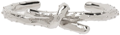 Shop Acne Studios Silver Knot Cuff Bracelet In Aae Silver