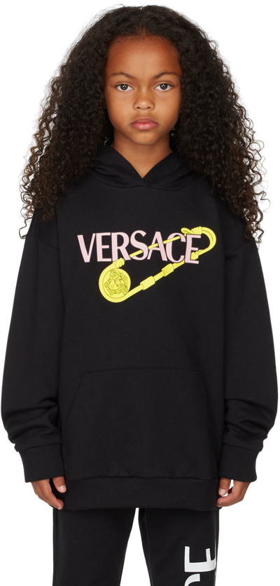 Shop Versace Kids Pink Safety Pin Hoodie In 2b070