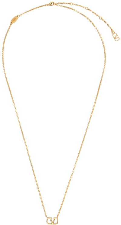 Shop Valentino Gold Vlogo Necklace In Cs4 Oro 18