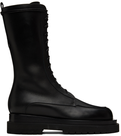 Shop Magda Butrym Black Leather Combat Boots