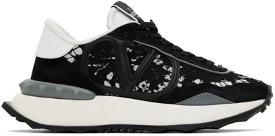 Shop Valentino Black Lacerunner Low-top Sneakers In A23 Nero/pastel Grey
