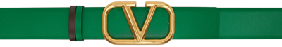 Shop Valentino Reversible Green Vlogo Belt In 7ca Gea Green/fondan