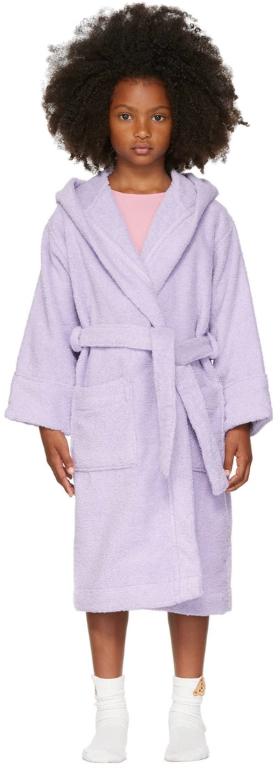 Shop Tekla Kids Purple Hooded Bathrobe In Lavender