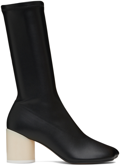 Shop Mm6 Maison Margiela Black Faux-leather Boots In T8013 Black