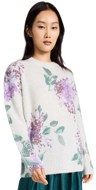 Vince Lilac Floral Print Sweater In Natural Combo | ModeSens