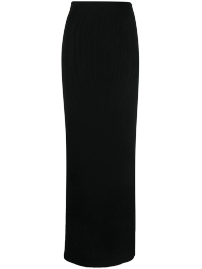 Shop Self-portrait Maxi Knitted Skirt In Black