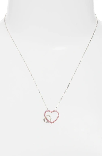 Shop Suzy Levian Sterling Silver Sapphire Open Heart Pendant Necklace In Pink