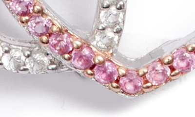 Suzy Levian Sterling Silver Sapphire Open Heart Pendant Necklace In Pink