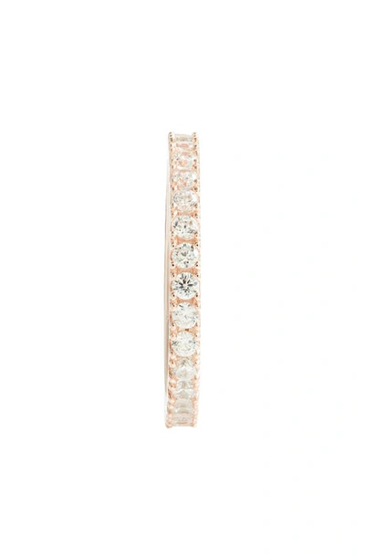 Suzy Levian 14k Rose Gold Plated Sterling Silver Cubic Zirconia Stackable Band Ring In Rose