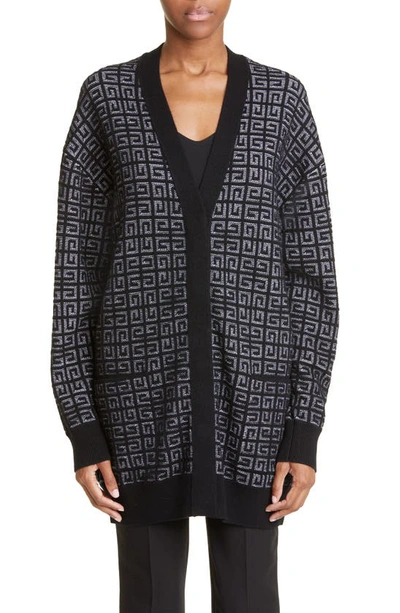 Givenchy Woman Black Oversize Cardigan In Cashmere 4g In Nero/bianco |  ModeSens