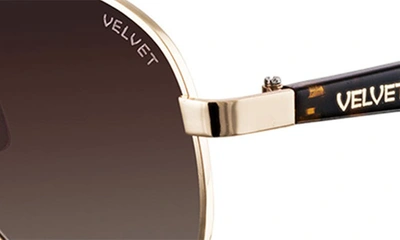 Shop Velvet Eyewear Bonnie 52mm Gradient Aviator Sunglasses In Gold/tort
