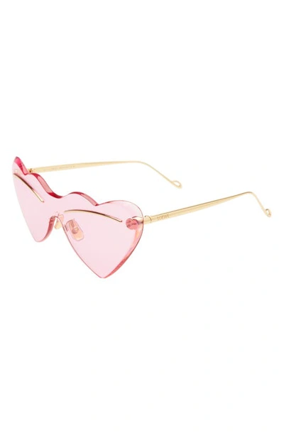 Shop Loewe Heart Shaped Sunglasses In Shiny Endura Gold / Violet