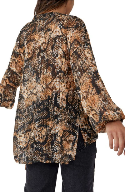 Shop Free People Out For The Night Long Sleeve Blouse In Snake Combo