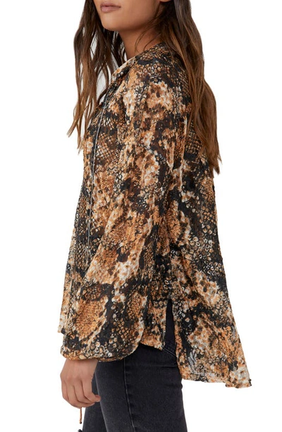 Shop Free People Out For The Night Long Sleeve Blouse In Snake Combo