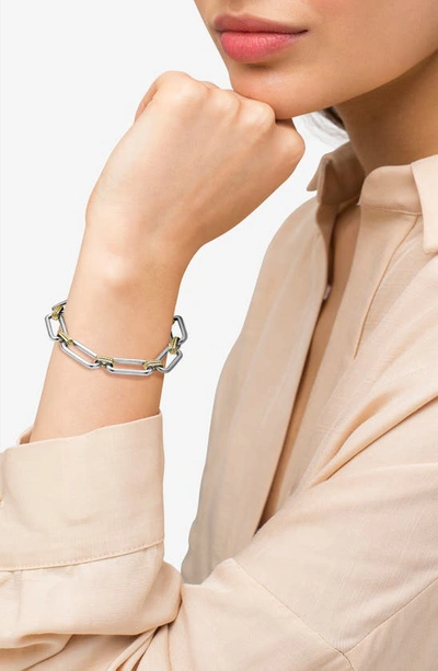 Shop Lagos Signature Caviar Link Bracelet In Silver Gold