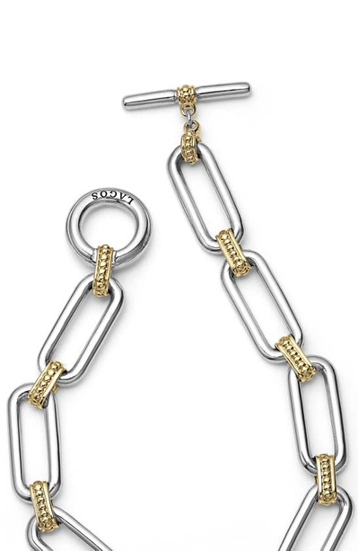 Lagos Signature Caviar Link Bracelet In Silver Gold