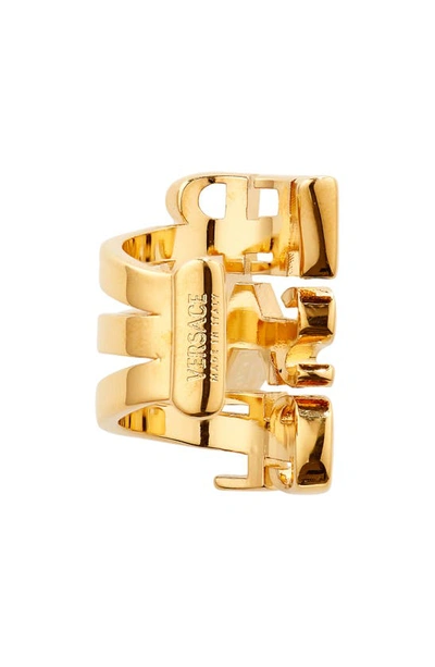 Shop Versace Logo Ear Cuff In  Gold