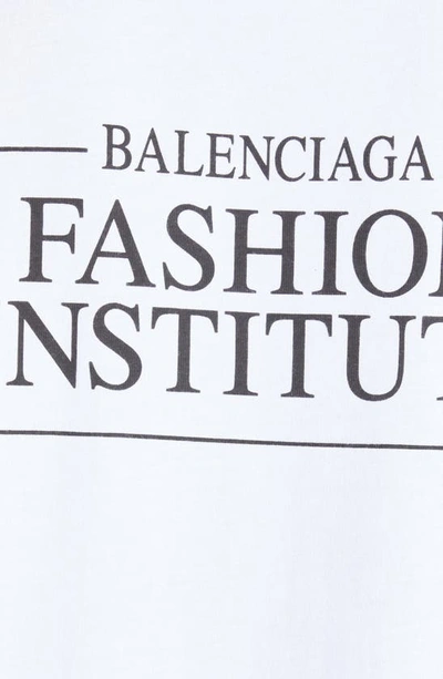 Shop Balenciaga Fashion Institute Cotton Graphic Tee In White/ Black