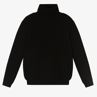 Shop Il Gufo Boys Black Wool Roll Neck Sweater