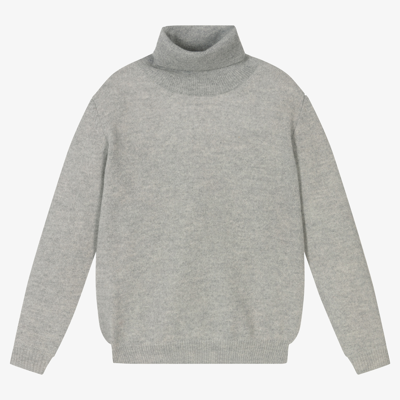 Shop Il Gufo Boys Grey Wool Roll Neck Sweater