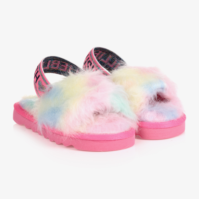 Shop Billieblush Girls Pink Faux Fur Sandals