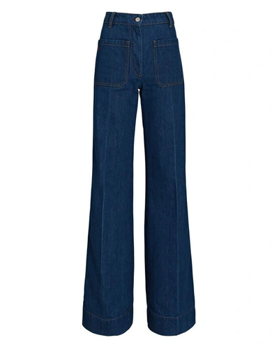 Shop Victoria Beckham Alina Patch Wide-leg Jeans In Dark Denim