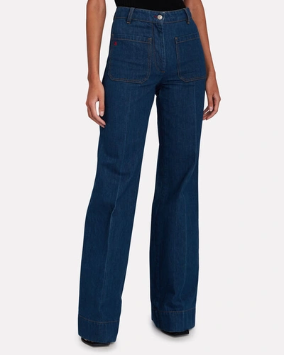 Shop Victoria Beckham Alina Patch Wide-leg Jeans In Dark Denim