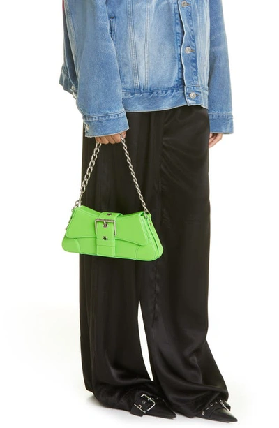 Shop Balenciaga Small Lindsay Shoulder Bag In Acid Green