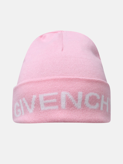 Shop Givenchy Pink Wool Melange Beanie