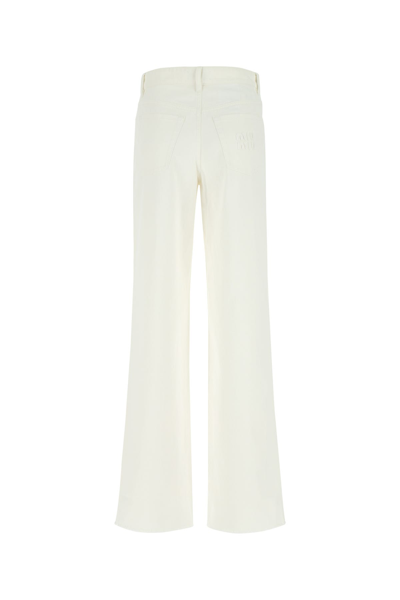Miu Miu Ivory Denim Wide-leg Jeans White  Donna 28
