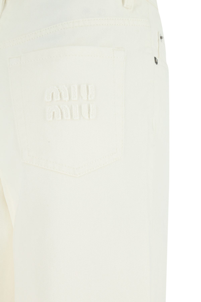Miu Miu Ivory Denim Wide-leg Jeans White  Donna 28