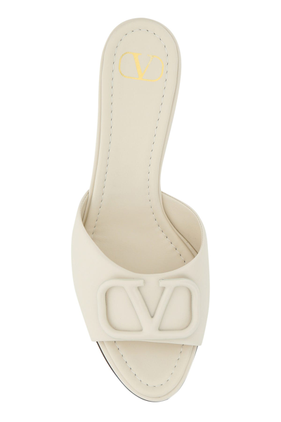 Shop Valentino Ivory Leather Mules  White  Garavani Donna 38.5