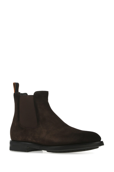 Santoni Brown Suede Ankle Boots Brown Uomo 9 | ModeSens