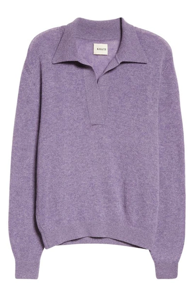 Shop Khaite Jo Stretch Cashmere Polo Sweater In Amethyst