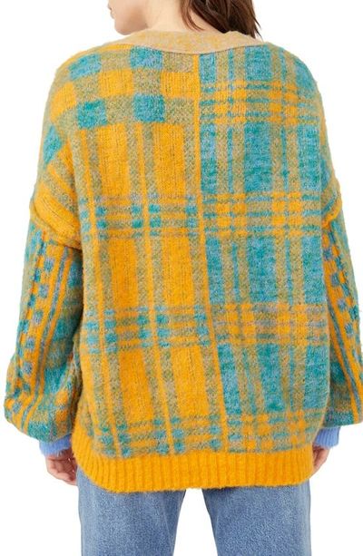 Shop Free People Sepia Plaid Jacquard Oversize Cardigan In Marigold Sky Combo