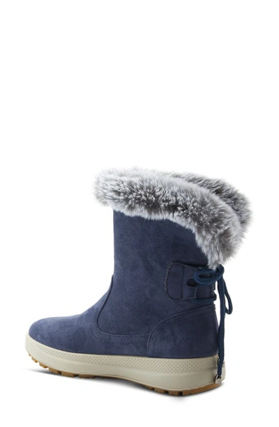 Flexus By Spring Step Snowbird Waterproof Faux Fur Trim Boot In Navy