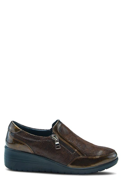 Flexus By Spring Step Concha Wedge Sneaker In Brown
