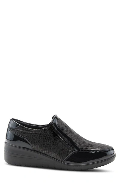 Flexus By Spring Step Concha Wedge Sneaker In Black