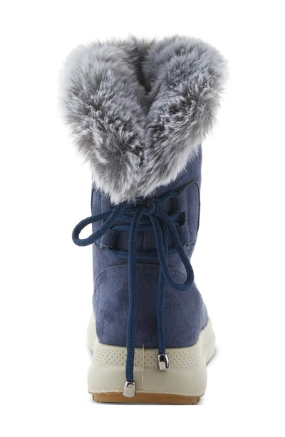 Flexus By Spring Step Snowbird Waterproof Faux Fur Trim Boot In Navy