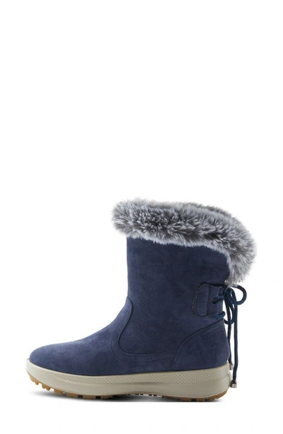 Flexus By Spring Step Snowbird Waterproof Faux Fur Trim Boot In Navy