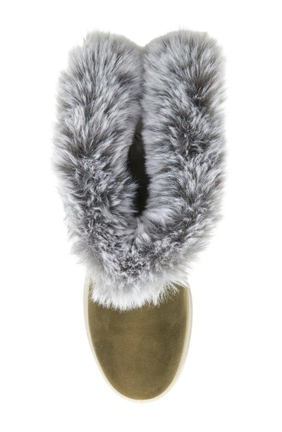 Flexus By Spring Step Snowbird Faux Fur Waterproof Boot In Olive Green