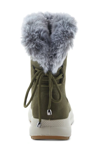 Flexus By Spring Step Snowbird Faux Fur Waterproof Boot In Olive Green